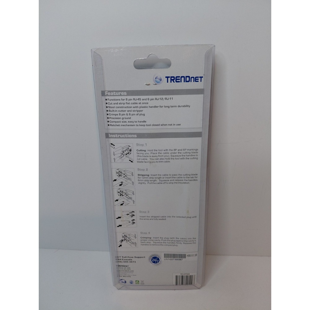 TRENDnet TC-CT68 Crimping Tool RJ45 RJ12 RJ11 Cutter Stripper All Steel Black - Picture 4 of 5